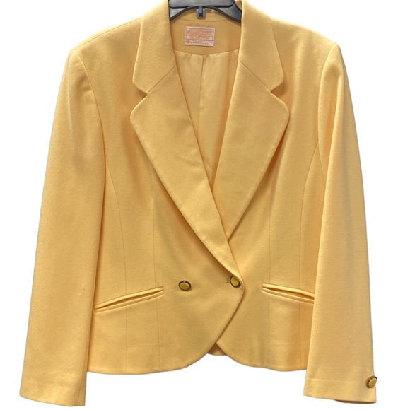 Pendleton Vintage Spring Style 80’s Style Soft Yellow Wool Blazer Size 14 - Picture 1 of 4